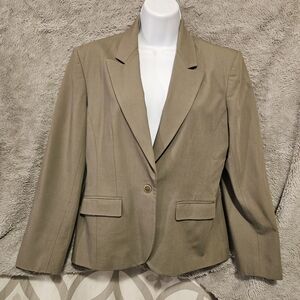 Brooks Brothers Suit Jacket Blazer 12 P, Petite, Tan, Wool Blend, Small Hole